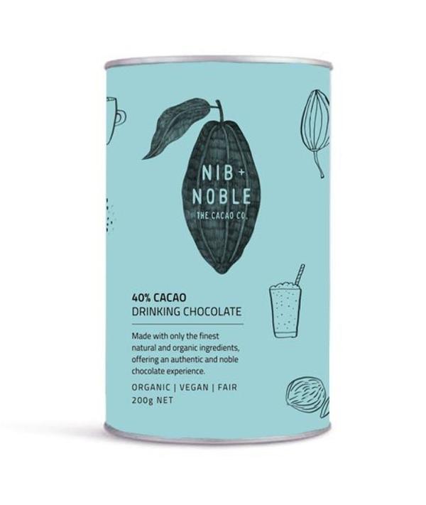 Nib & Noble Organic Drinking Chocolate 40% x 200g Tin